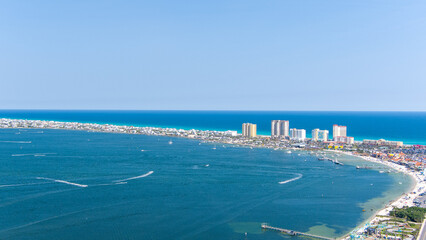 Sticker - Aerial view of Pensacola Beach on Memorial Day Weekend 2023