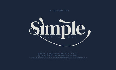 Leinwandbilder - Simple abstract fashion wedding logo font alphabet. Minimal modern urban fonts for logo, brand etc. Typography typeface uppercase lowercase and number. vector illustration