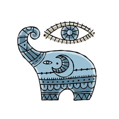 Poster - Elephant design, ethnic ornament isolated on white