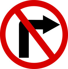 Traffic signs. illustration of traffic signs in flat style. Traffic is prohibited from turning right. Replaceable vector design.