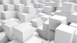 Fototapeta Przestrzenne - abstract white cubes with white background Generative AI