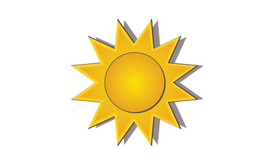 sun yellow icon on white background, vector illustration