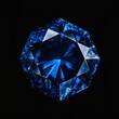 Semi-precious sapphire stone isolated with black background.  Created with generative AI technology.