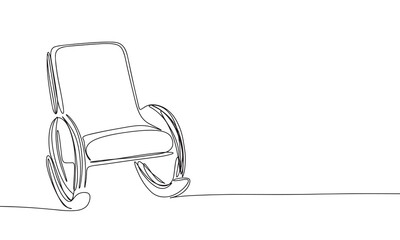 Wall Mural - Rocking chair isolated on white background. Line art rocking chair. One line continuous vector illustration. 