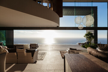 Wall Mural - Modern house overlooking ocean