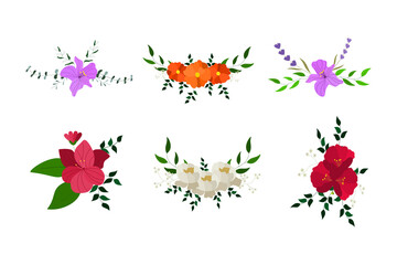 Wall Mural - set of flowers wreath