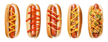 Hot Dogs Isolated On Transparent Background. Generative AI