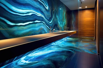 Wall Mural - Epoxy resin wall in the shower to be more special the bathroom and honestly, Who has such a cool wall? Generative AI Technology 