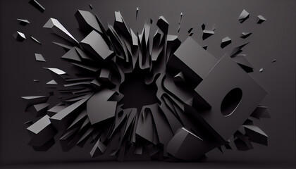 Sticker - Abstract 3D black Background . Generate Ai.