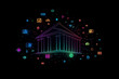 The central bank icon, Concept of currency exchange money transfer, Icons for business concepts. Generative AI.