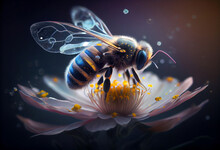 As The Bee Hovered Over The Delicate Petals Of The Flower. Generate Ai.
