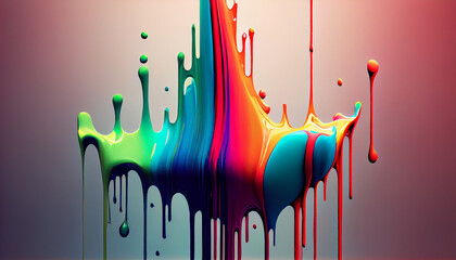 Wall Mural - Dripping Chromatic Paint . Generate Ai.