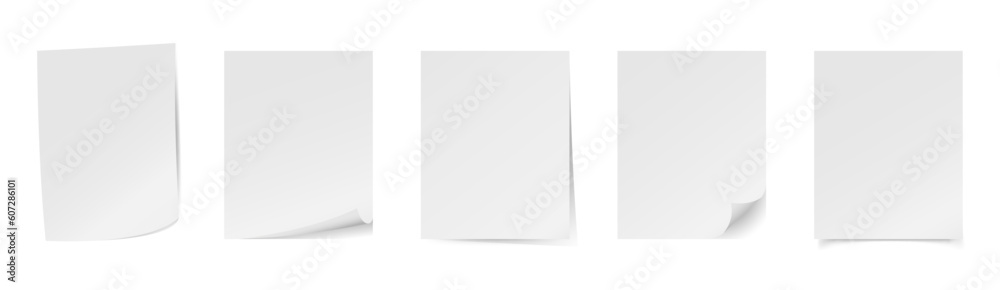 Vector empty white paper A4 sheet curled corner with realistic shadows ...