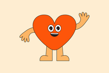 Aufkleber - Vector cartoon faces, abstract design mascots - y2k stickers and badges, happy, angry expressions, sticker and icons, love concept, heart with hands and feet