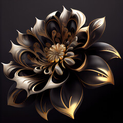 Sticker - Flower with a gold and black design. Generate Ai.