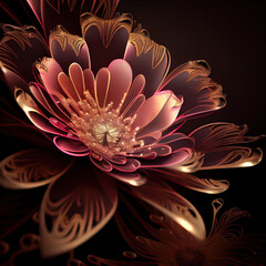 Wall Mural - Flower with a gold and pink design. Generate Ai.