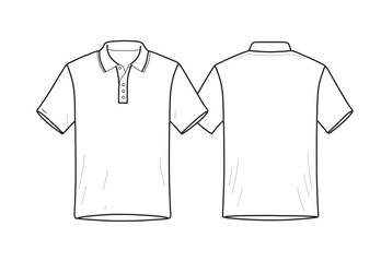 Wall Mural - Polo shirt men technical fashion flat sketch template. Vector.