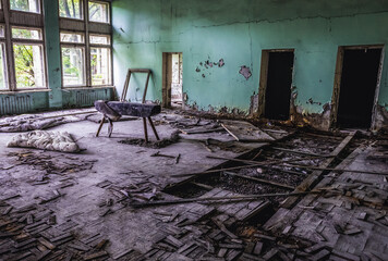 Poster - Gym in 2nd high school in Pripyat abandoned city, Chernobyl Exclusion Zone in Ukraine