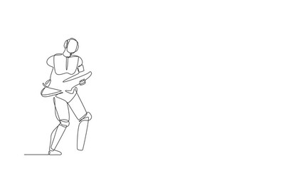 Poster - self drawing animation of single line draw robot holding iron hole cover. future technology developm
