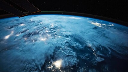 orbiting over planet earth. view from international space station. public domain images from nasa