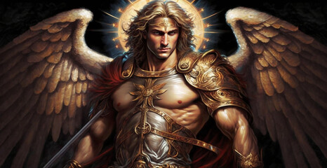 The Radiant Guardian: Archangel Michael's Divine Power. Generative AI