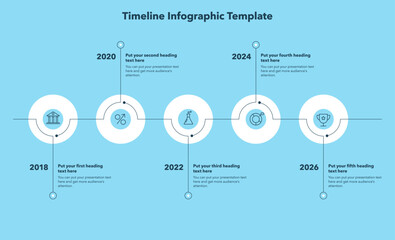 Leinwandbilder - Timeline infographic template with five stages - blue version. Can be used for your website or presentation.