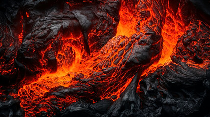 abstract volcanic style background, hot lava flow, generative ai.