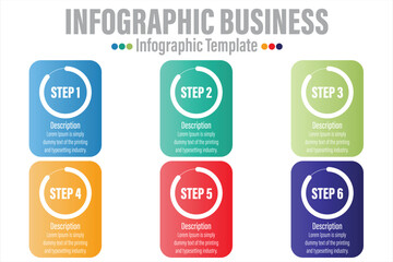 Aufkleber - Infographic template with numbers six option can be used for workflow layout, diagram, number step up options.