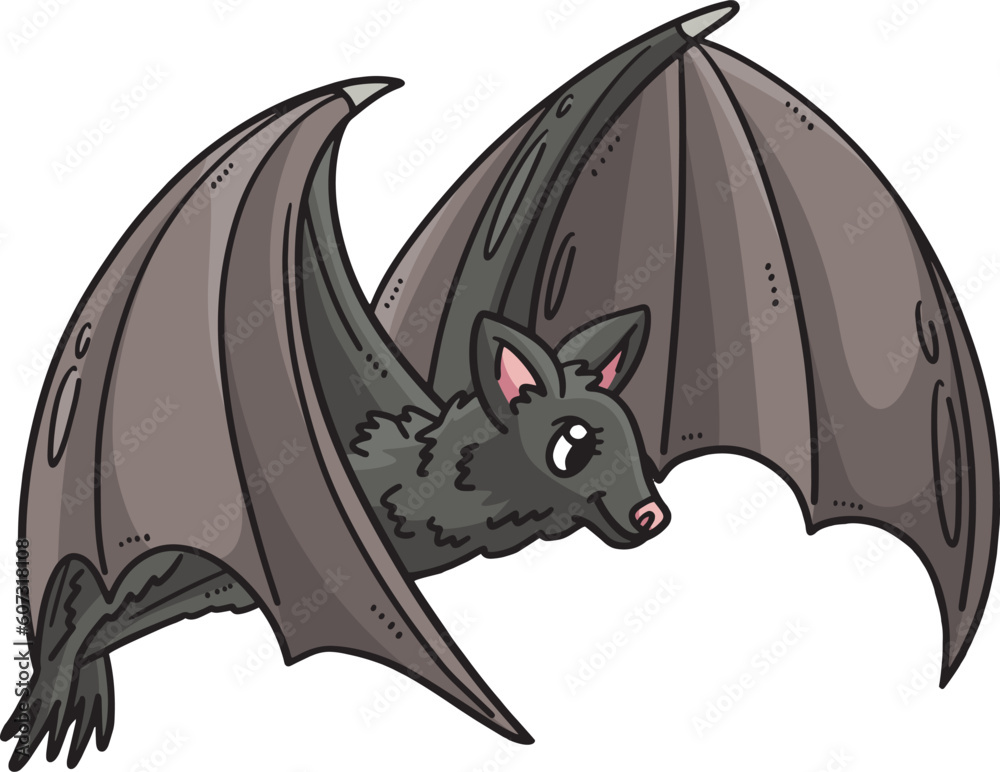 Baby Bat Cartoon Colored Clipart Illustration Stock Vector | Adobe Stock