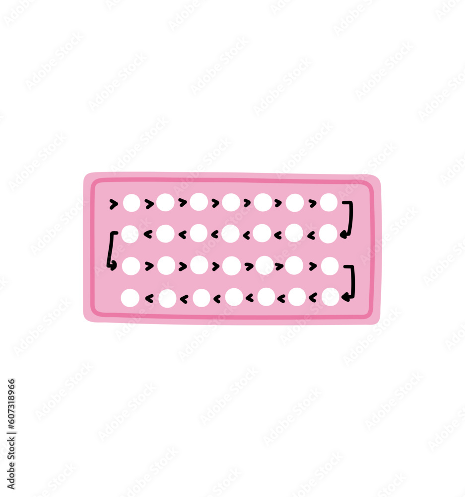 Birth Control Color Pages Oral contraceptive pills isolated on white vector illustration. Cute ...