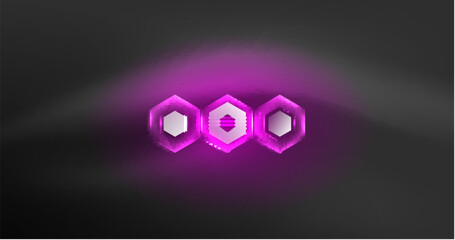 Poster - Neon hexagon background. Hi-tech design for wallpaper, banner, background, landing page, wall art, invitation, prints, posters