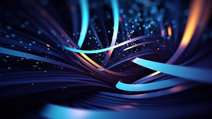 Poster - Modern digital abstract 3D background. Can be used in the description of network abilities, technological processes, digital storages, science, education, etc. Copy space. Based on Generative AI