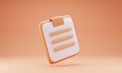 Poster - 3d rendering clipboard icon. Education sign concept. 3d render illustration