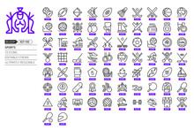 Sports Related, Pixel Perfect, Editable Stroke, Up Scalable, Line, Vector Bloop Icon Set.