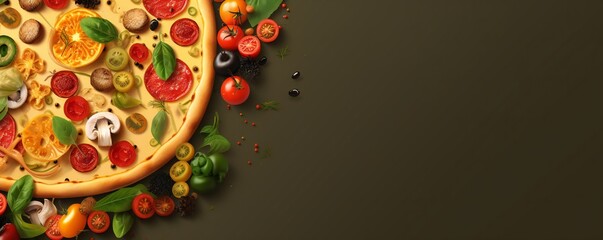 Wall Mural - Abstract Tasty Pizza Background with Empty Space  Generative AI