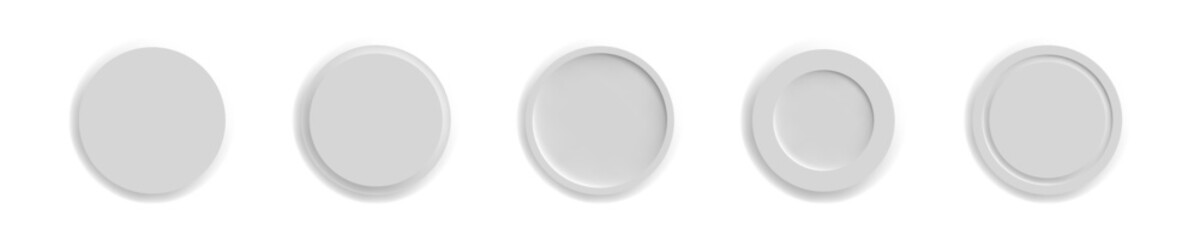 Neumorphic round button vector set. EPS 10