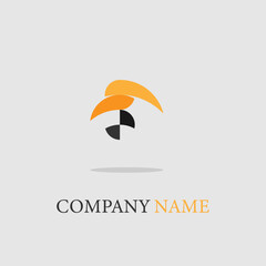 Poster - Minimalistic logo icon design and company name isolated on a gray background