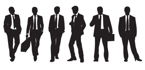 Canvas Print - This is a business man set of group silhouette. businessmen vector silhouette.