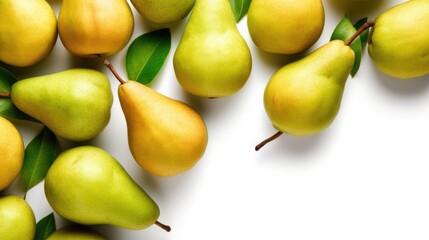 Wall Mural - pears with white background top view Created With Generative AI Technology