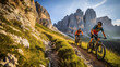 canvas print picture - Auf zwei Rädern durch die Natur: Mountainbiken in Gröden, Südtirol