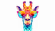 Verspielte Cartoon-Giraffe auf weißem Hintergrund