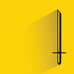 Wall Mural - knight sword with shadow on yellow background