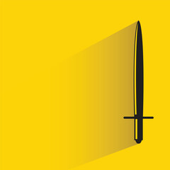 Wall Mural - sword with shadow on yellow background