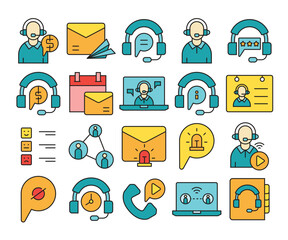 Wall Mural - contact and communication icons set