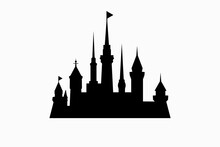 Disneyland Castle Buildings Silhouettes Logo Vector Premium Template