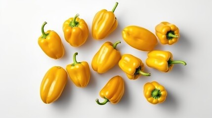 Wall Mural - yellow peppers with white background top view Created With Generative AI Technology