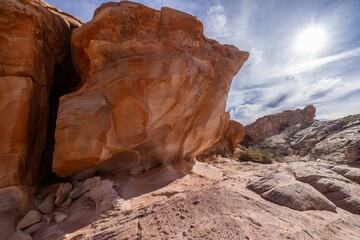 Canvas Print - Landscape of a desert at sunrise at Valley of Fire