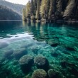 Ein schöner grüner See in der Natur (made with generative AI)