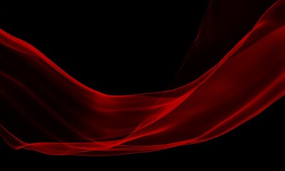 Abstract shaped silky red smoke against a black background