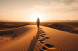Golden Sands and Solitude: A Summer Evening's Trek. Generative AI
